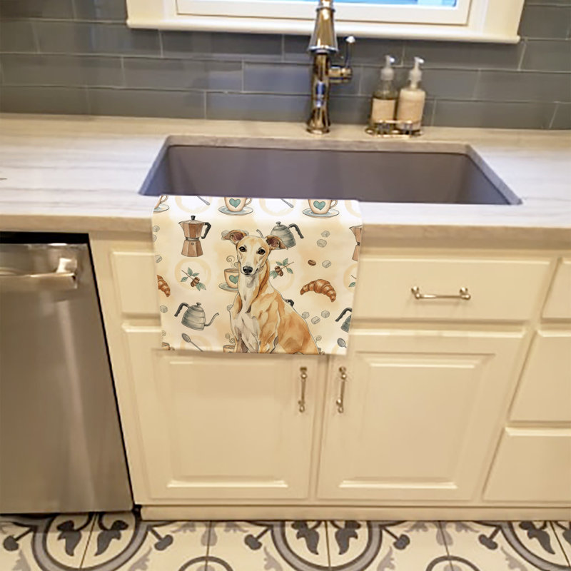 Fawn Greyhound Coffee Bar Kitchen Towel, Fawn Greyhound