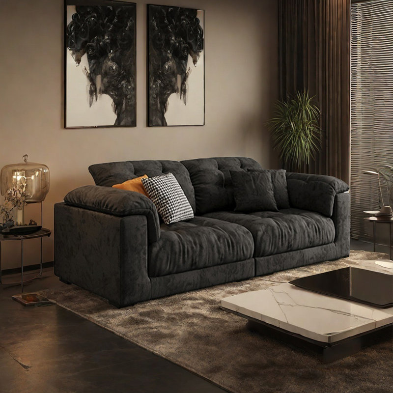 Simple casual flannelette sofa, 29.92" H x 78.74" W x 39.37" D