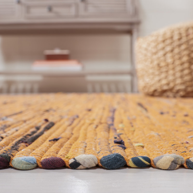 Desimone Rug Hand Woven Cotton Striped Rug, Rectangle 3' x 5'