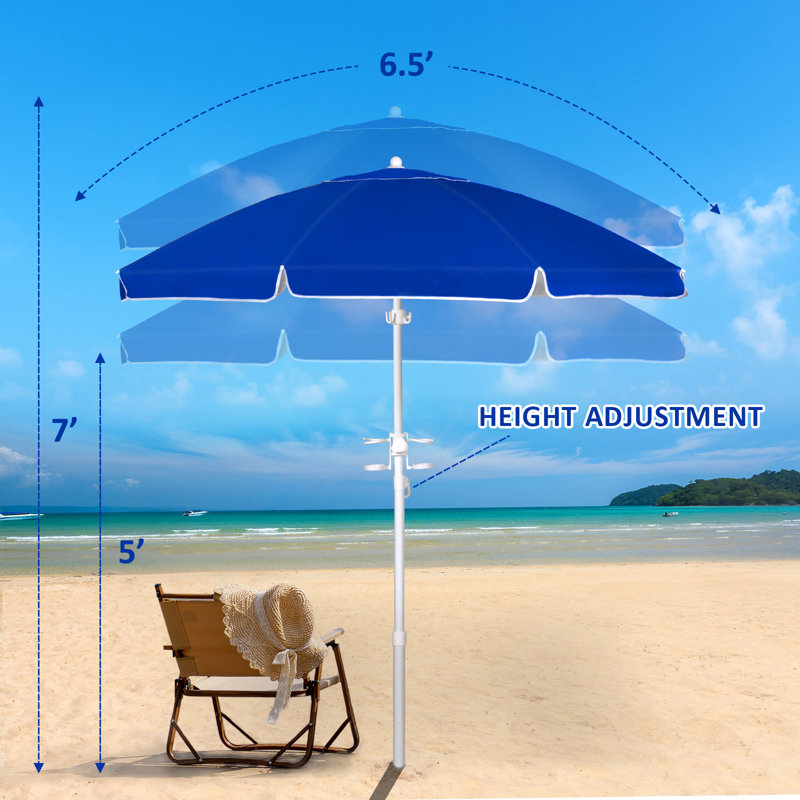 Parasol de plage inclinable 6,5 pi avec sac de transport, Bleu royal