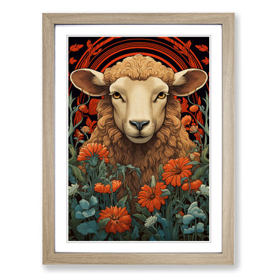 Sheep Art Nouveau Art - Framed Print