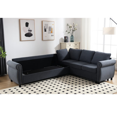 6 Seater L Shaped Sleeper, Dark Gray, Frame, Multifunctional Concept, Pleasant Comfort & Stable, Living Space,