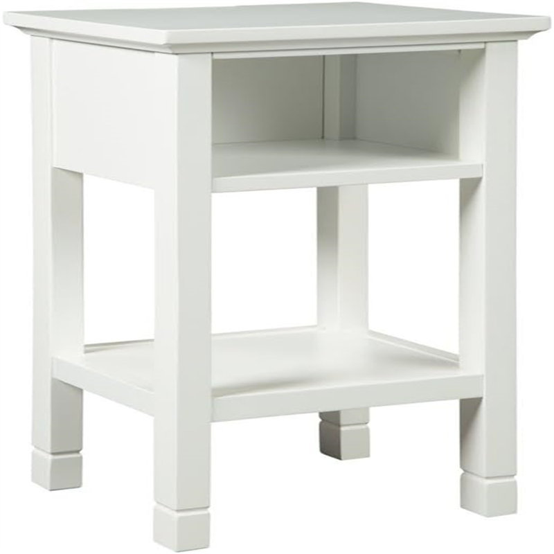 Chic White End Table - Modern Design, USB Charging Ports