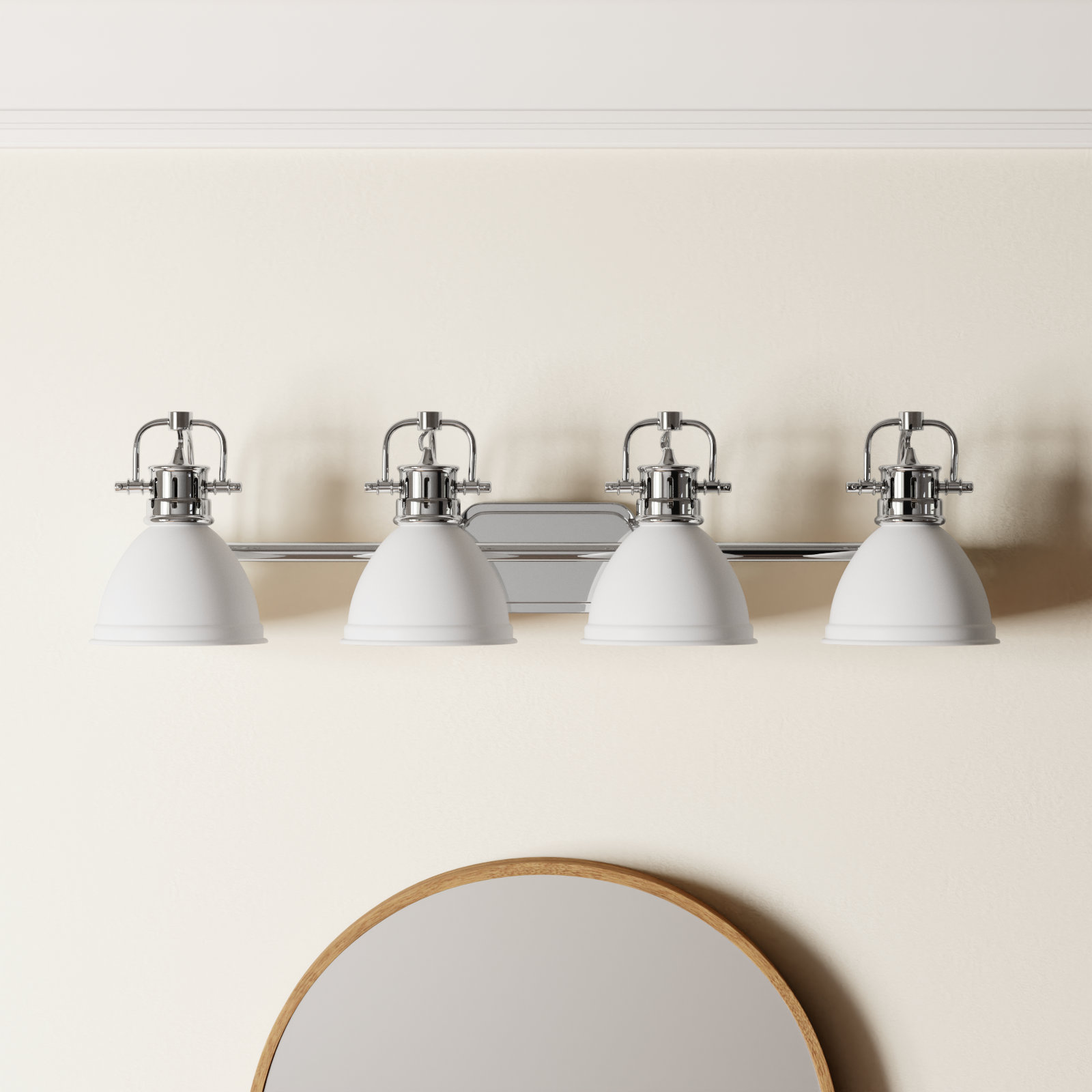 Calico 4 Light Dimmable Vanity Light, Matte White, Chrome