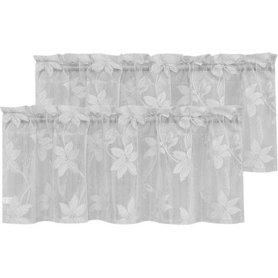2 Panels Floral Lace Sheer Curtains - Elegant Design Rod Pocket Boho Chic Decor Window Voile Sheer Drapes Farmhouse Style for Bedroom and Living Room