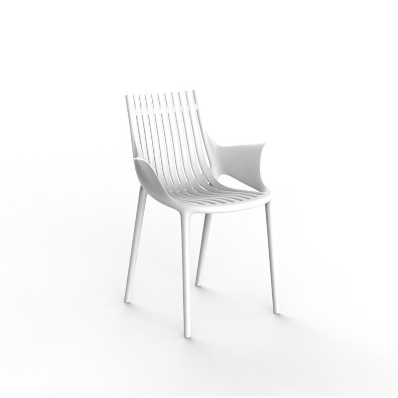 Chaise avec accoudoirs empilable Ibiza, Blanc