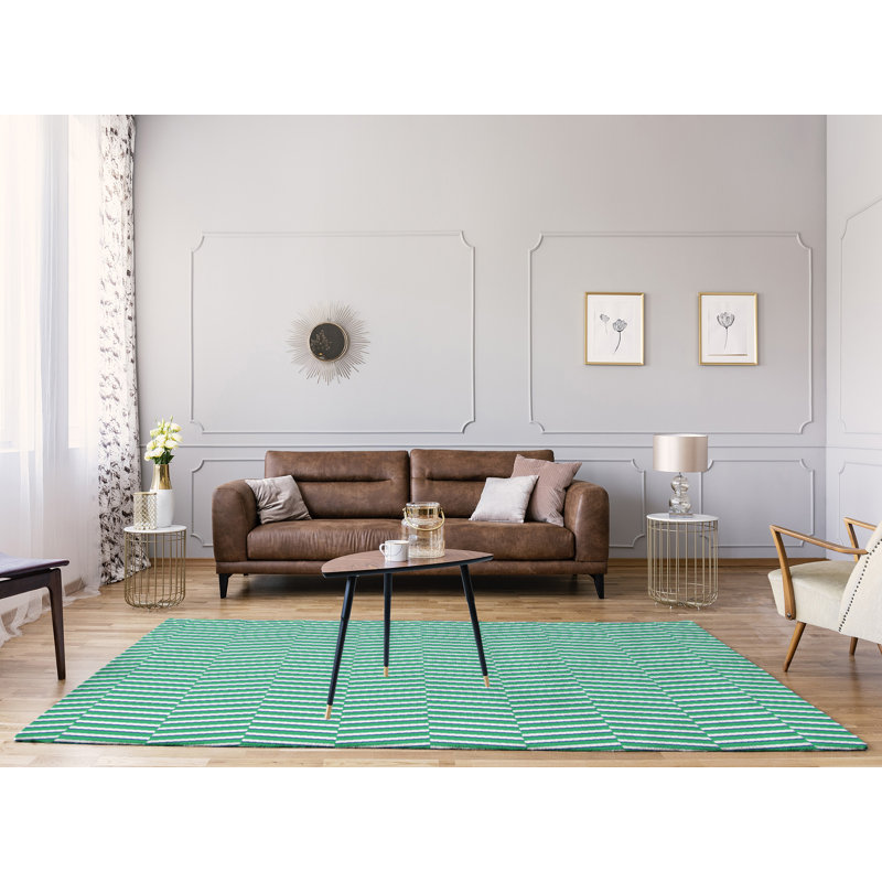 Tapis gris/blanc rayures rompues, Rectangle 9 pi x 12 pi