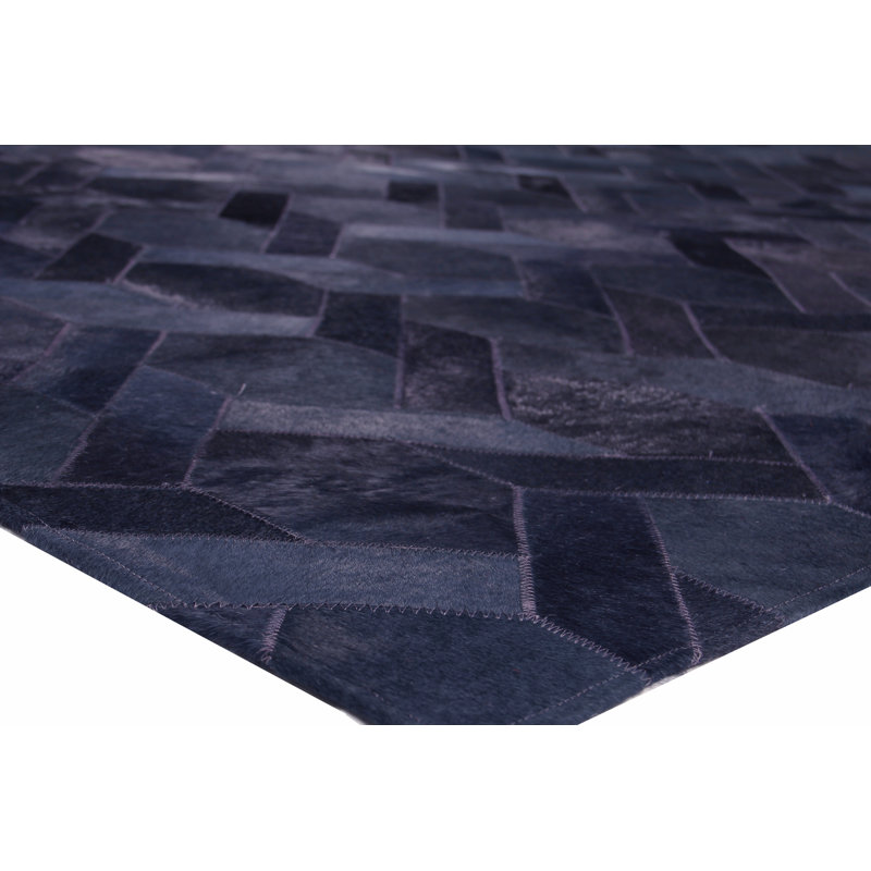 Natural Hide Cowhide Geometric Area Rug, Rectangle 5' x 8'