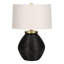 Lighting, H 25 po, lampe de table, béton noir, abat-jour ivoire / crème, contemporain-1960484538-1960484539