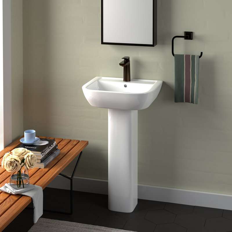 Lavabo de salle de bain rectangulaire en porcelaine vitreuse avec trop-plein Caroline Caroline, Simple