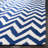 Emek Hand Woven Flat Weave Wool/Cotton Chevron Rug in Ivory/Blue-432525359