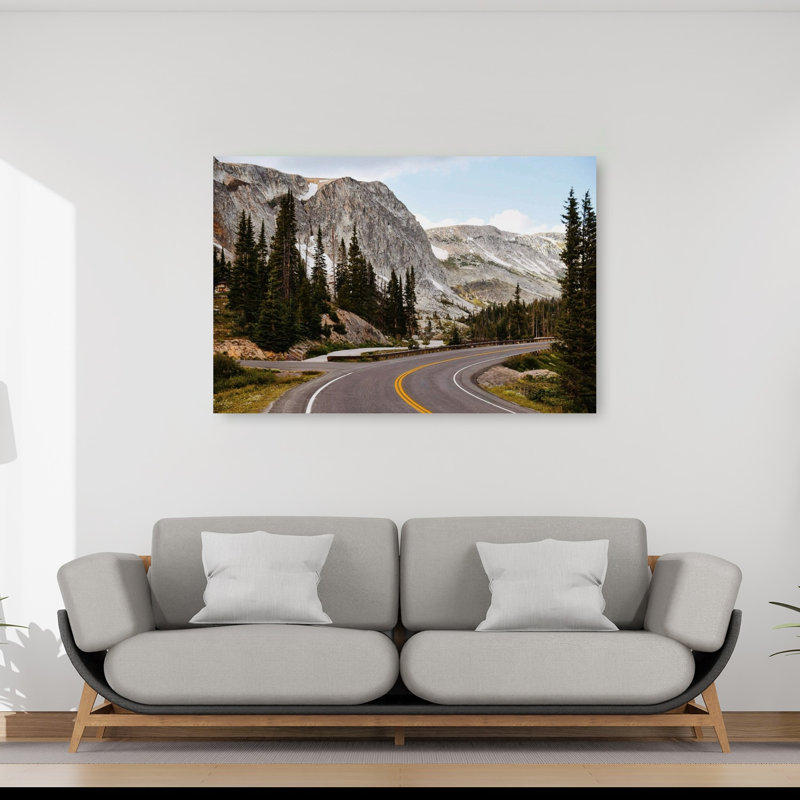 The Road To The Snowies Serene Abstract Contemporary Pine Forest Landscape Wall Art Print 1 Piece Wrapped Canvas Wall Art