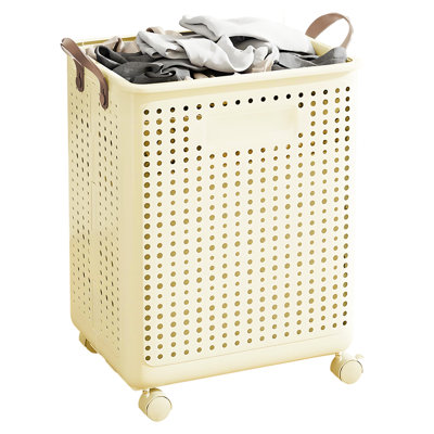 Panier à linge pliable en plastique avec roulettes BAOKALER, 14,8 x 12,2 x 19,7 po