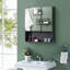 Armoire à pharmacie murale, miroir de salle de bain avec portes doubles et tablettes de rangement, noir