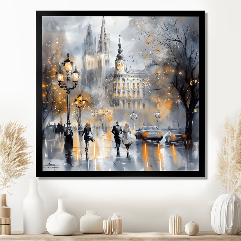 «Vienna City In Winter II - Vienna Wall Art Living Room», H 36 po x l 36 po, Noir