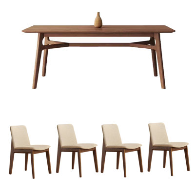 Ensemble de table de salle à manger simple en bois de frêne massif