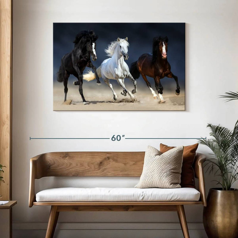 Brampt Three Playful Horses, 30" H x 45" W