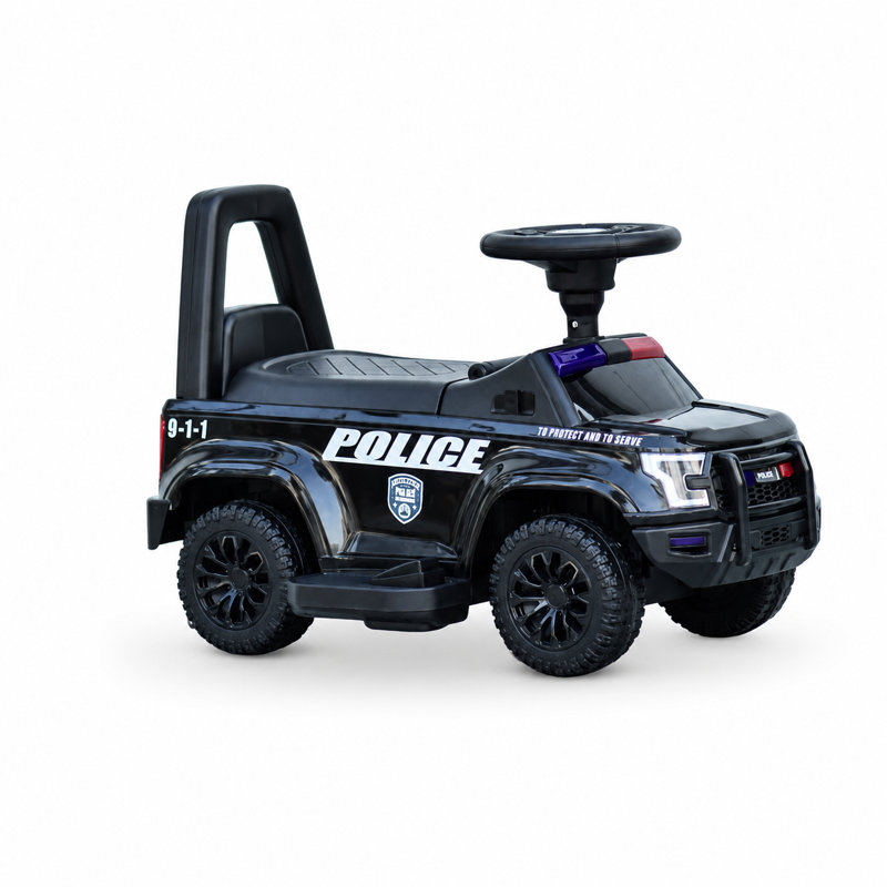 Véhicule électrique pour enfants 6V 4AH, édition police, avec sirène, gyrophares, mégaphone et musique Bluetooth.