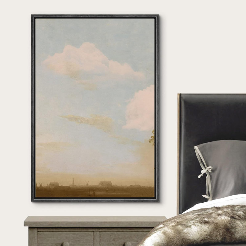 Nuage nuageux ciel bleu pastel aquarelle vue nature paysage art moderne décor minimaliste rustique, H 36 po x l 24 po
