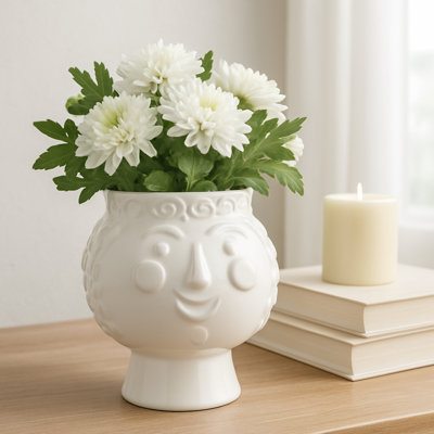 Weeda Decorative Sculpted Ceramic Outdoor and Indoor Planter for Home Decor - Stylish Flower Pot for Living Room or Patio Spaces - 7"