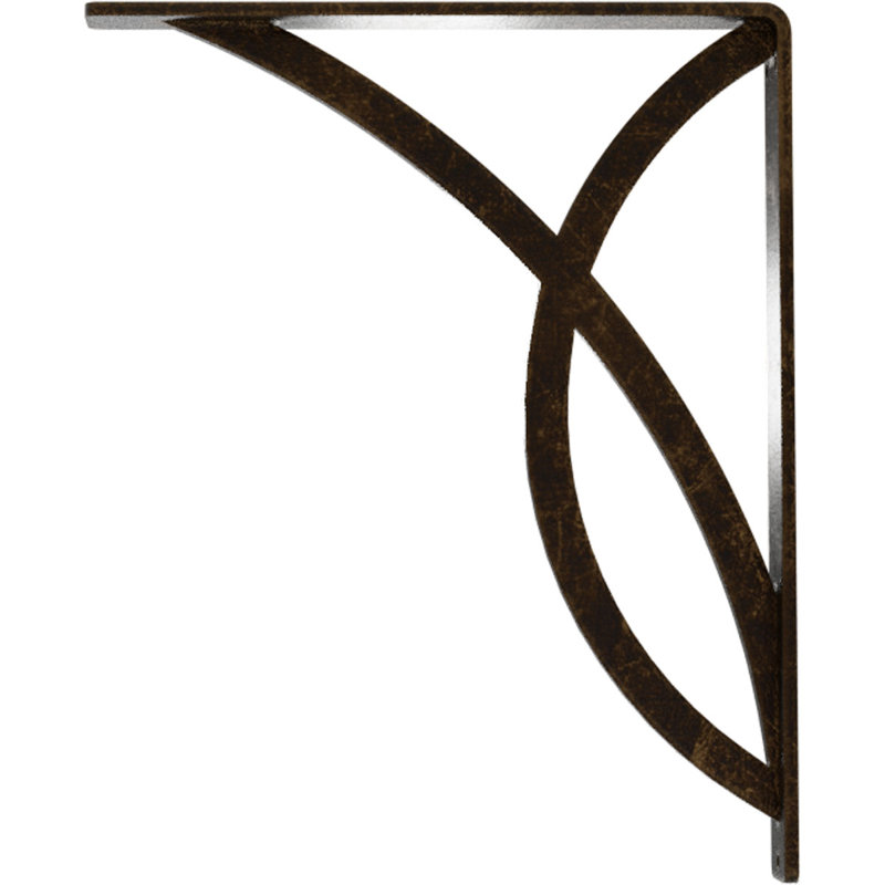 Miller Wrought Iron Bracket, Antiqued Brass, 12" H x 1.5" W x 10" D
