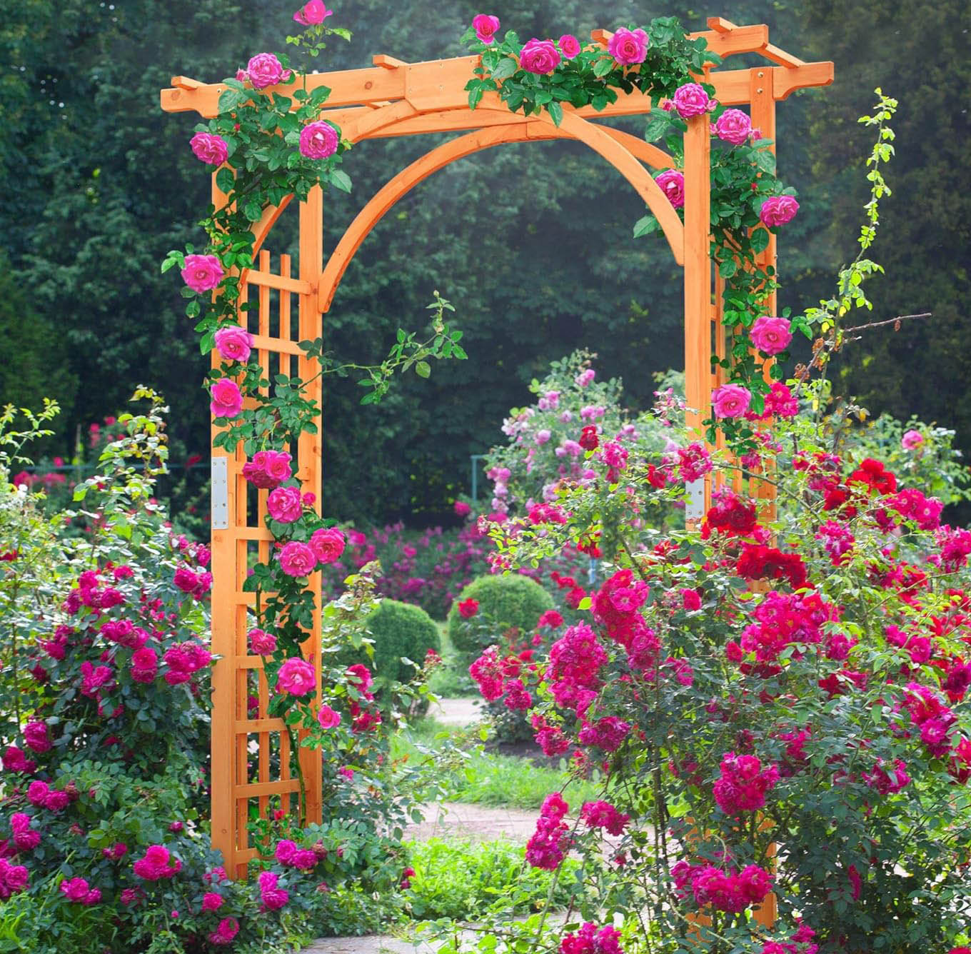 Arbour One Allium Way 85In Wooden Arbour, Wedding Arch Wood Trellis - Wayfair ...