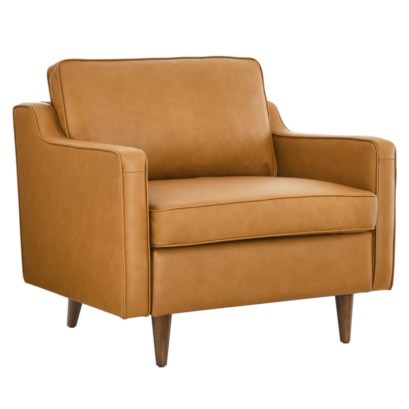 Impart Genuine Leather Armchair, Tan Genuine Leather