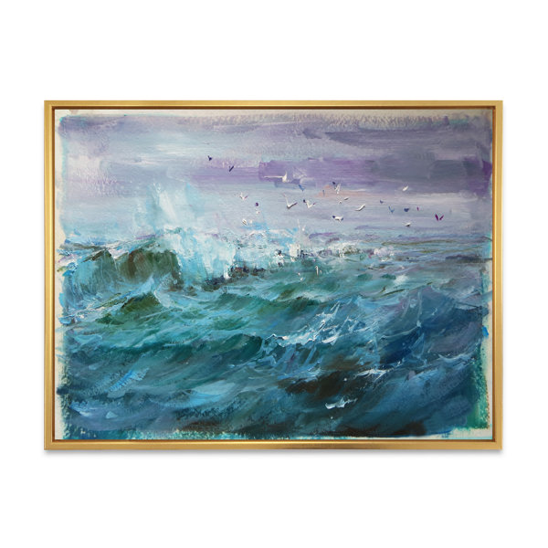 Highland Dunes Warm Surf Waves II Framed On Canvas Print | Wayfair