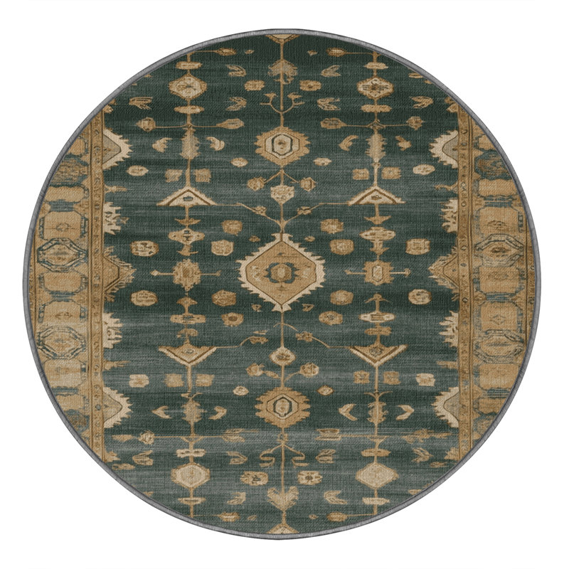 Machine Washable Overdyed Brown Area Rug, Round 3'