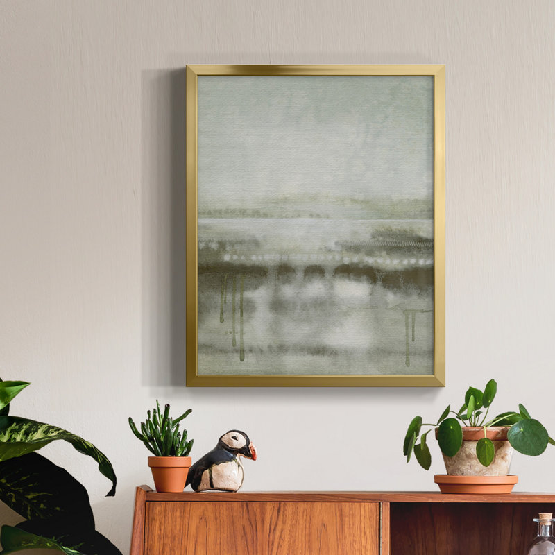 «Wandering Terrain II» - Toile encadrée de qualité supérieure - Prêt à être accroché, Toile avec cadre doré