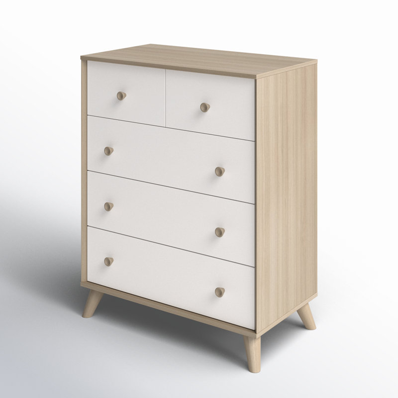 Rafferty Kids 5-drawer chest of drawers, Orme doux / blanc pur / peu robuste