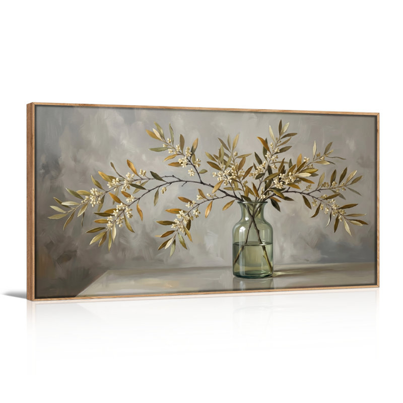 Ensemble de 1 tableau sur toile « Branche d'olivier », L 40 po x H 20 po, Naturel