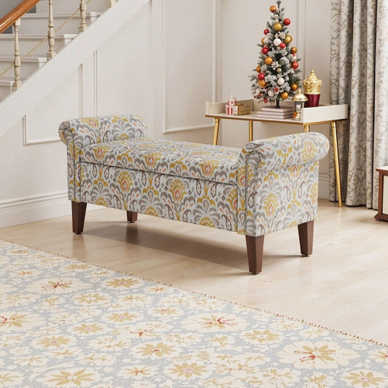Banc de rangement avec repose-pieds Conrad, Brun