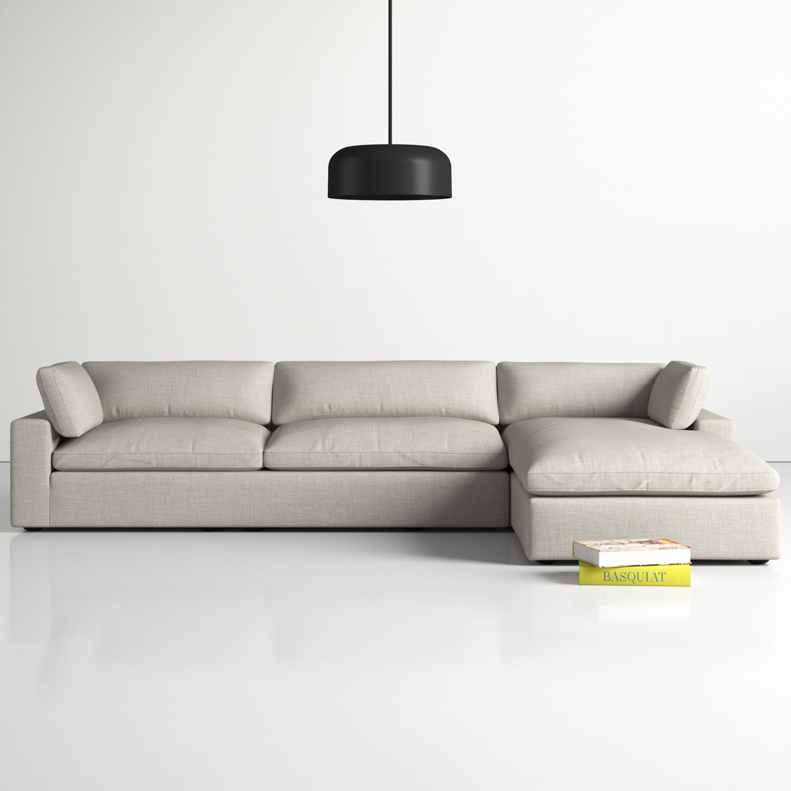 Asher 2 - Piece Upholstered Chaise Sectional, Right Hand Facing, Effie Flax Performance Linen