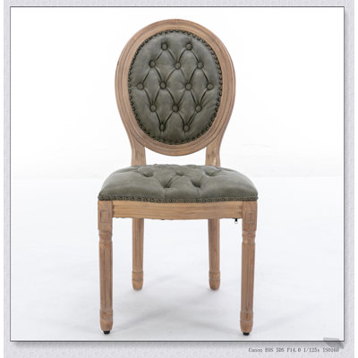 French Style Solid Wood Frame Antique Chair with Hand-pulled Buckle Decoration, for Elegant Dining and Accent Seating