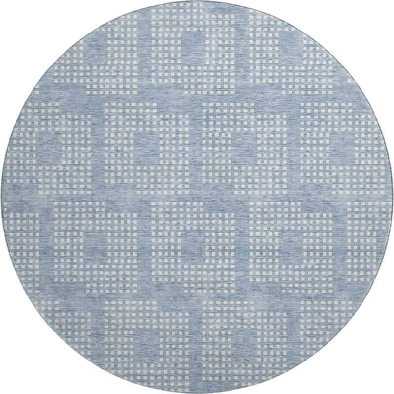 Premium Machine Washable Prisco Sky Rug, Round 8'