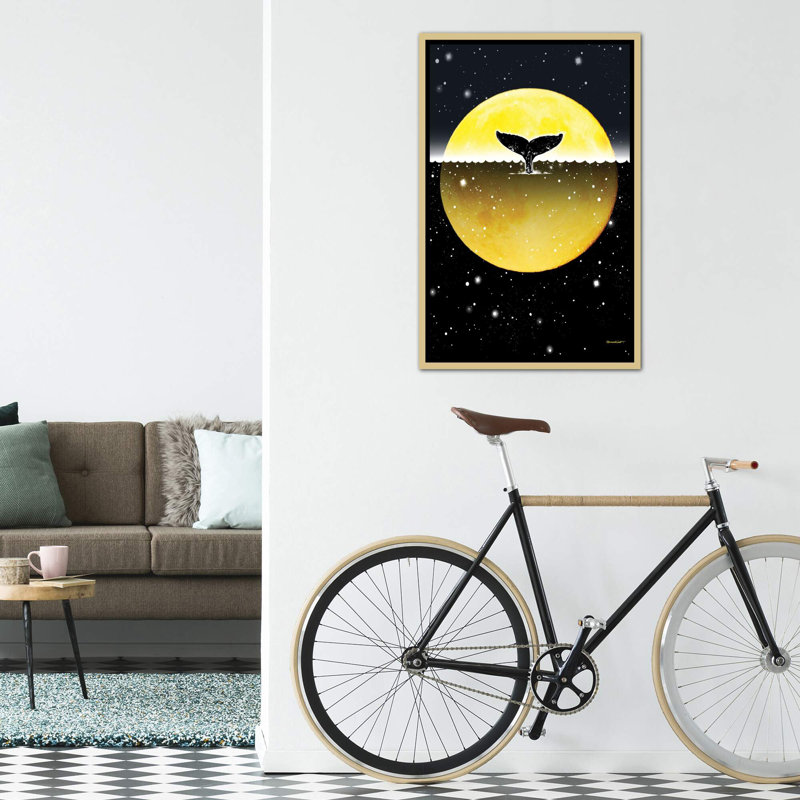 Art du corps de la baleine, H 26 po x l 18 po x P 1,5 po, Toile encadrée d'or