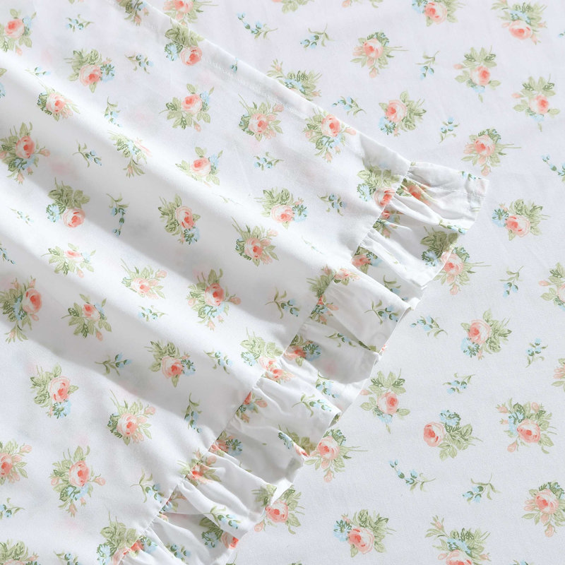 Ensemble de taie d'oreiller en coton percale 2 pièces Laura Ashley, Standard, Orange Roseford