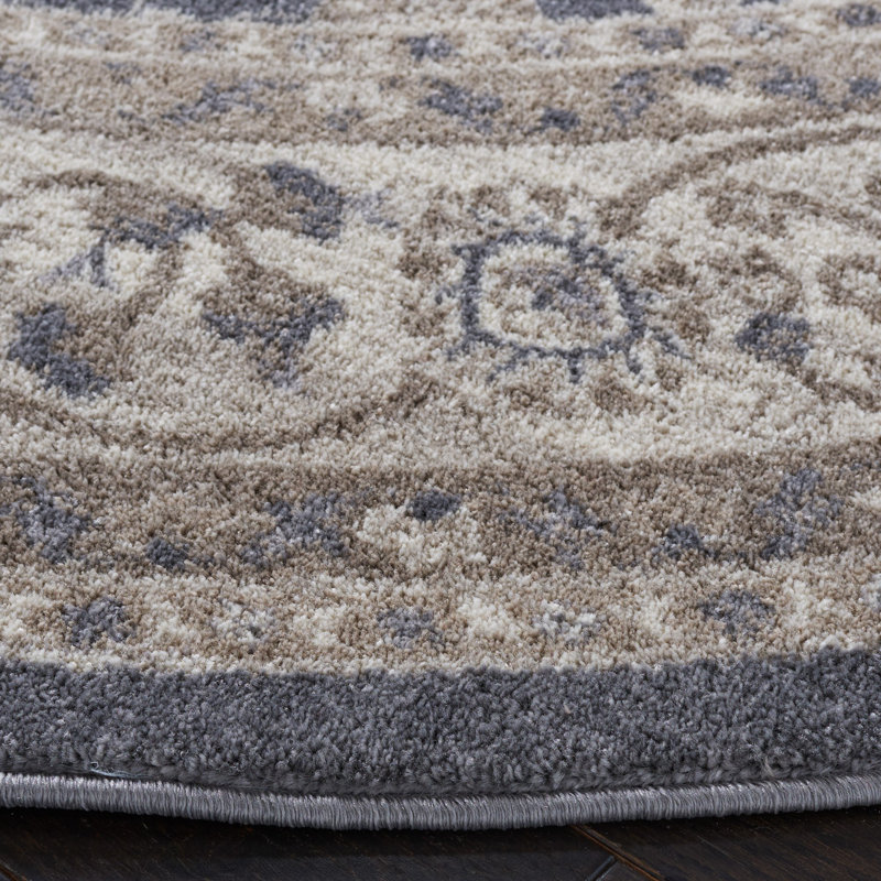 Walken Oriental Dark Grey/Beige Area Rug, Rectangle 9' x 12'