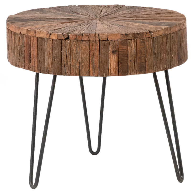 Table de bout en bois d'acacia récupéré Guidan, brun antique