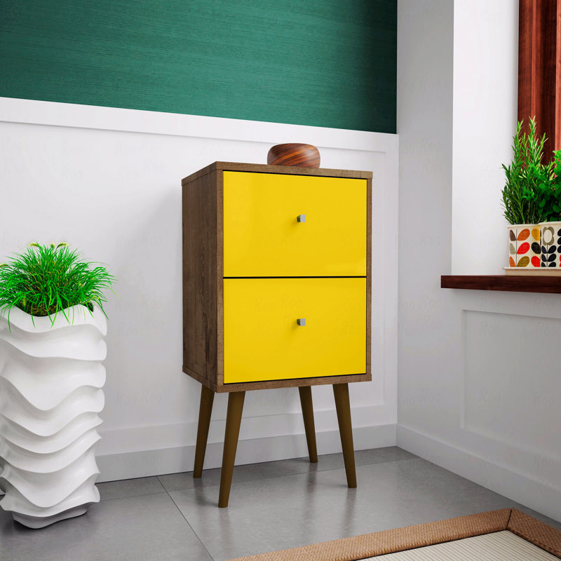 Table de chevet, Brun/jaune