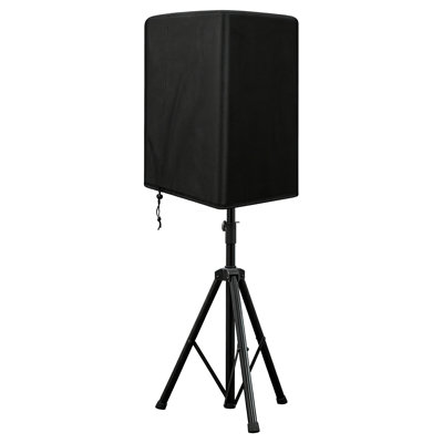 Speaker Cover for 8 Inch PA/DJ Powered Speaker Mounted on Stand, Outdoor Speaker Covers Waterproof Dustproof UV Protection 12”D x 11”W x 18”H (Black)