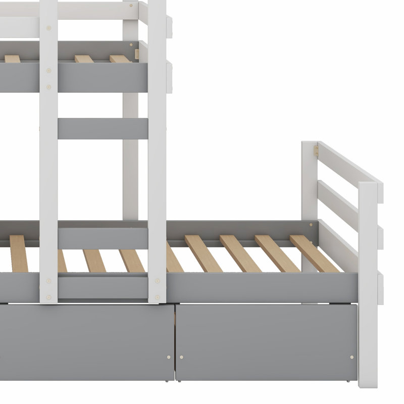 Lit superposé Loft avec tiroirs et échelle, Gris