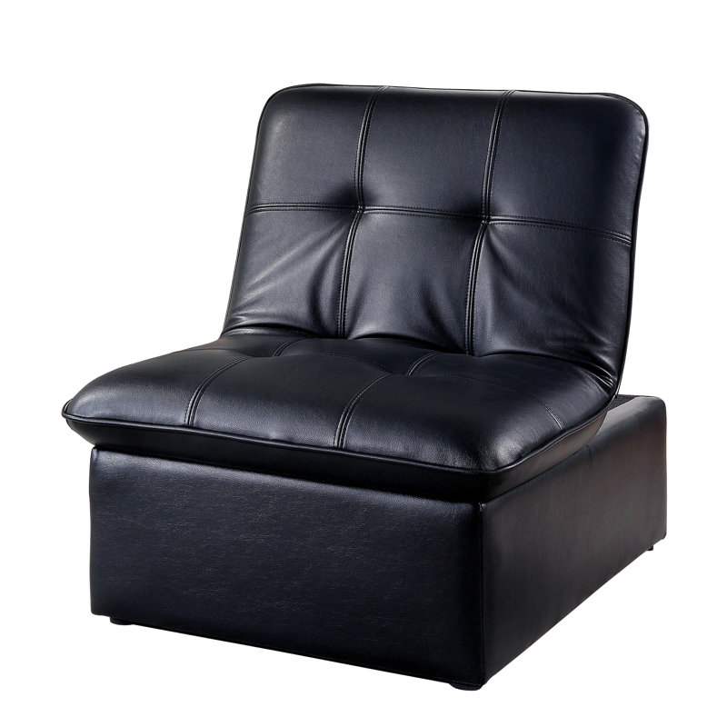 Elwell Twin 39.5'' Faux Leather Futon Chair, Black