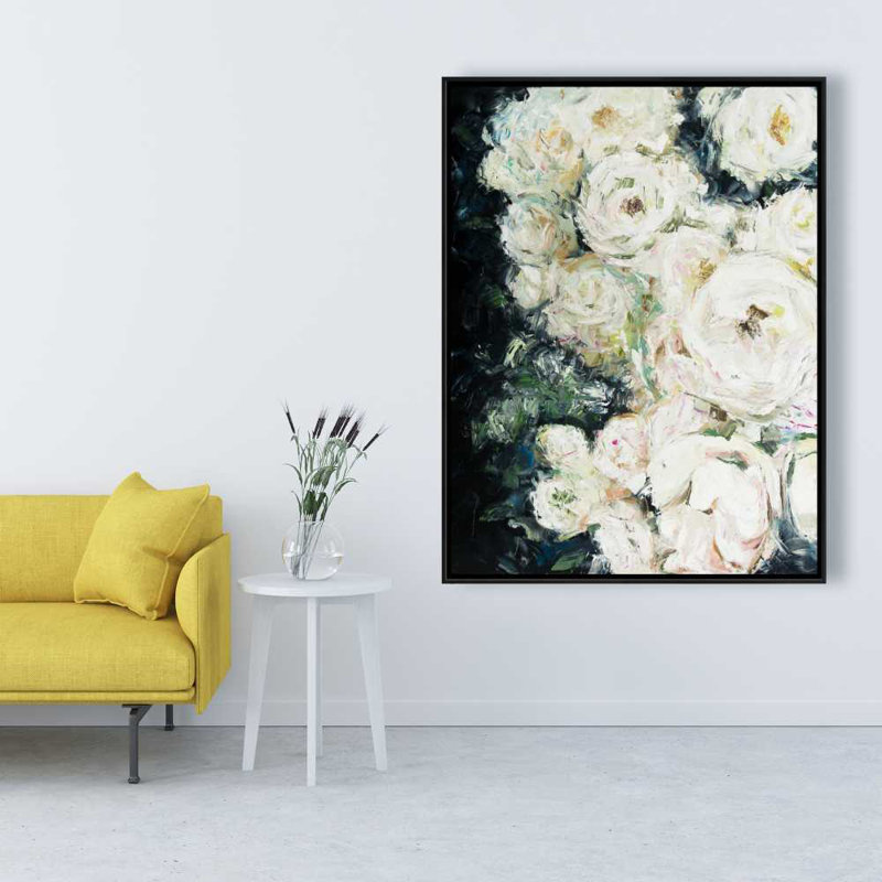 Garden Roses - Toile encadrée botanique florale pour la décoration intérieure, H 49,25 po x l 37,25 po