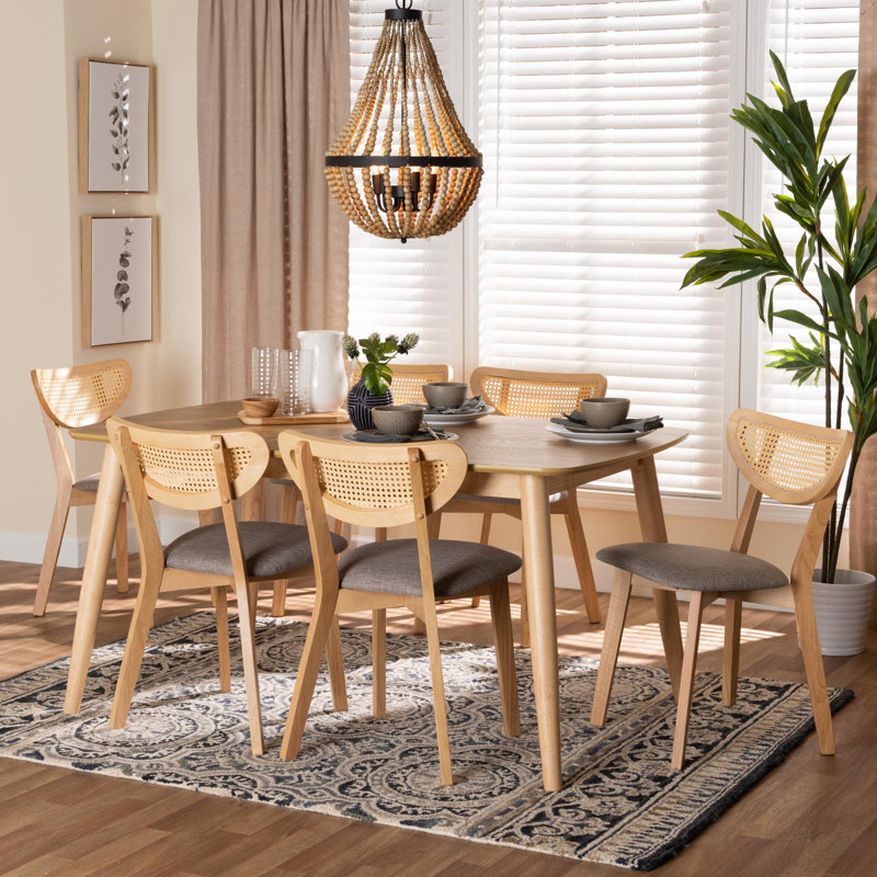 Charnese Dining Set, Natural Oak, Gray/Natural Oak