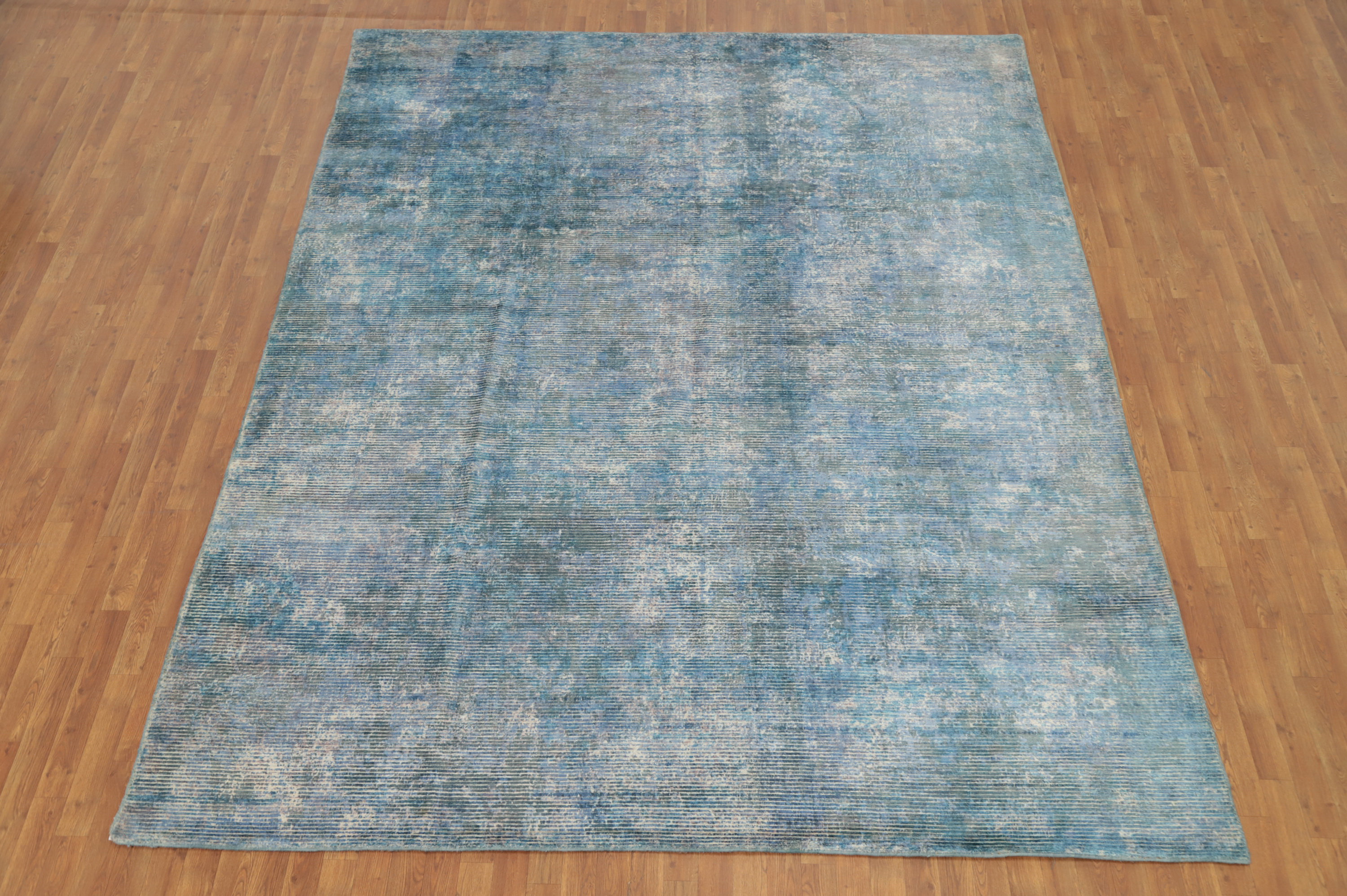 17 Stories Blue Abstract Distressed Look Area Rug 9x11 | Wayfair