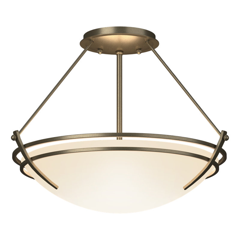 Tryne Semi Flush Mount, Soft Gold, Opal, 12.5" H x 16.4" W x 16.4" D