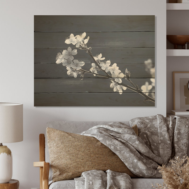 Murmures de lilas - lilas, art mural sur bois de pin naturel, H 10 po x l 20 po