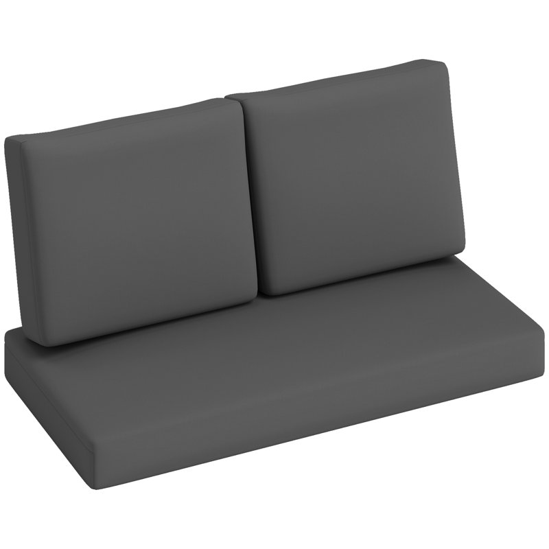 Coussins de siège d'extérieur 2 places avec coussins de patio gris foncé, Gris